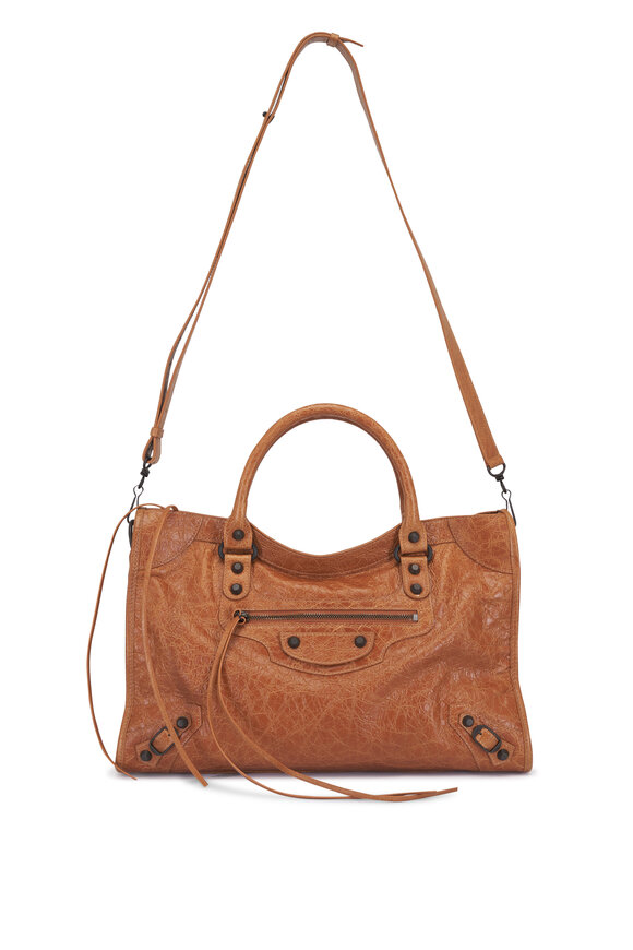 Balenciaga Medium Le City Camel Leather Top Handle Bag