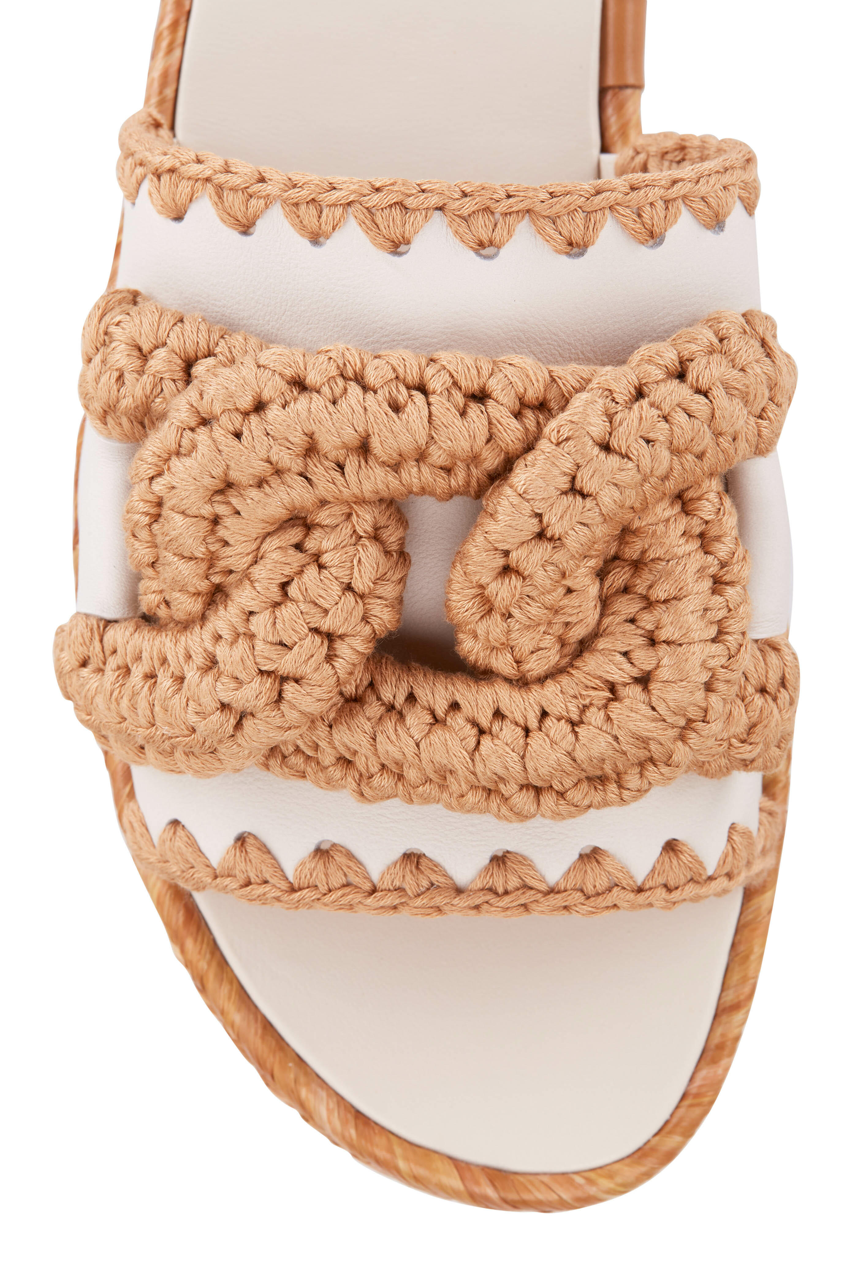 Tod's - Kate White Leather & Raffia Chain Slide | Mitchell