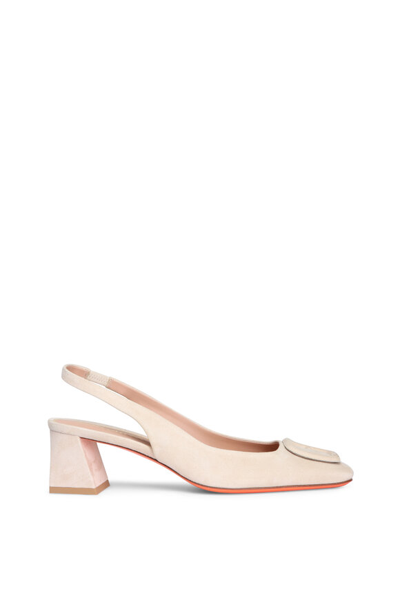 Santoni Marta Beige Slingback Pump, 50mm - view 2