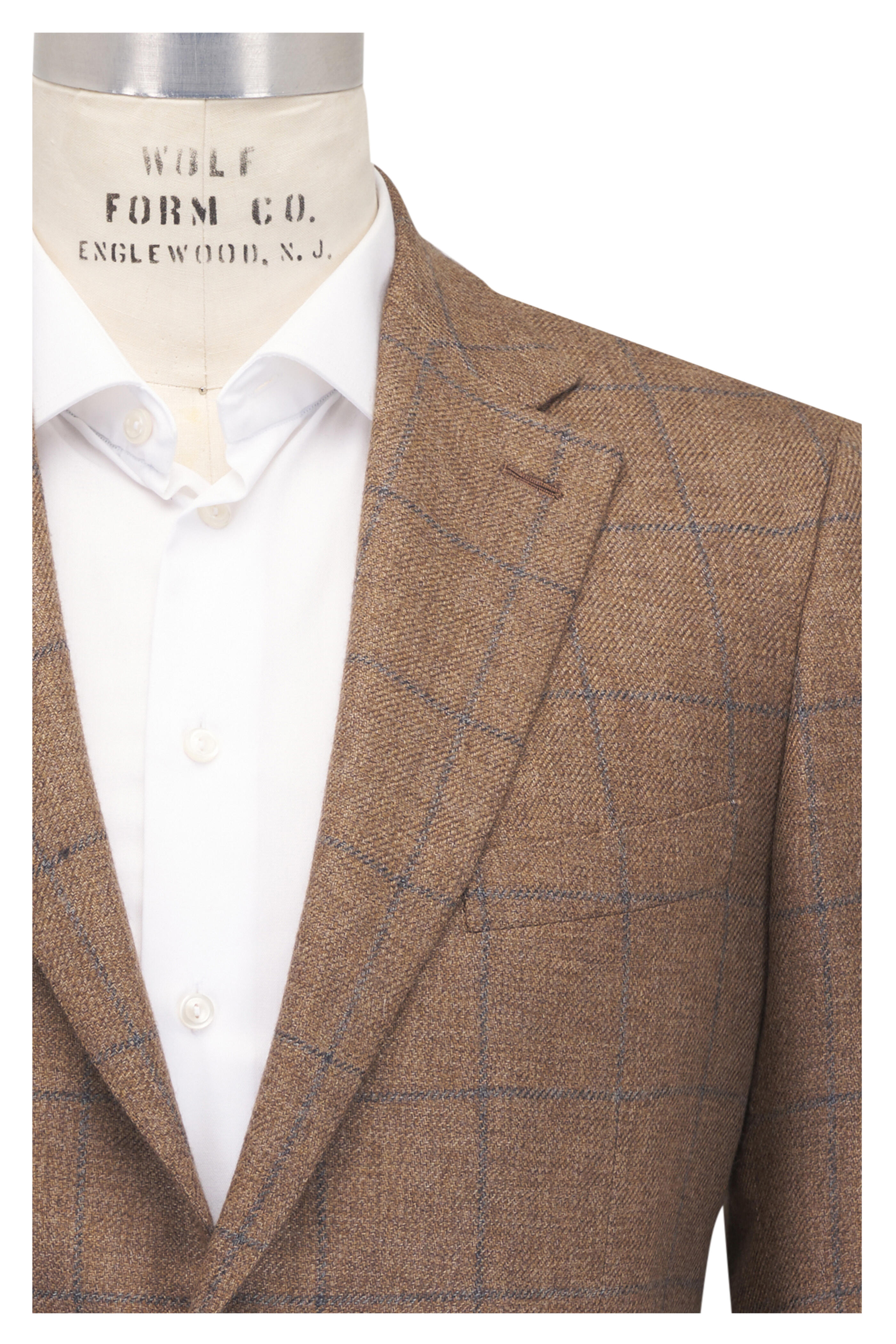 Brioni - Light Brown & Gray Windowpane Cashmere Sportcoat
