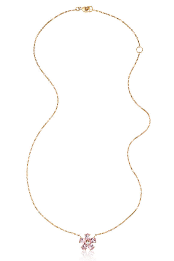Nam Cho 18k Rose Gold Morganite & Diamond Flower Necklace