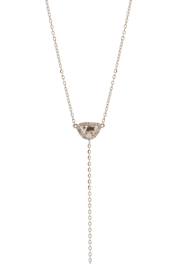 Kai Linz - White Gold Slice Diamond Lariat Necklace