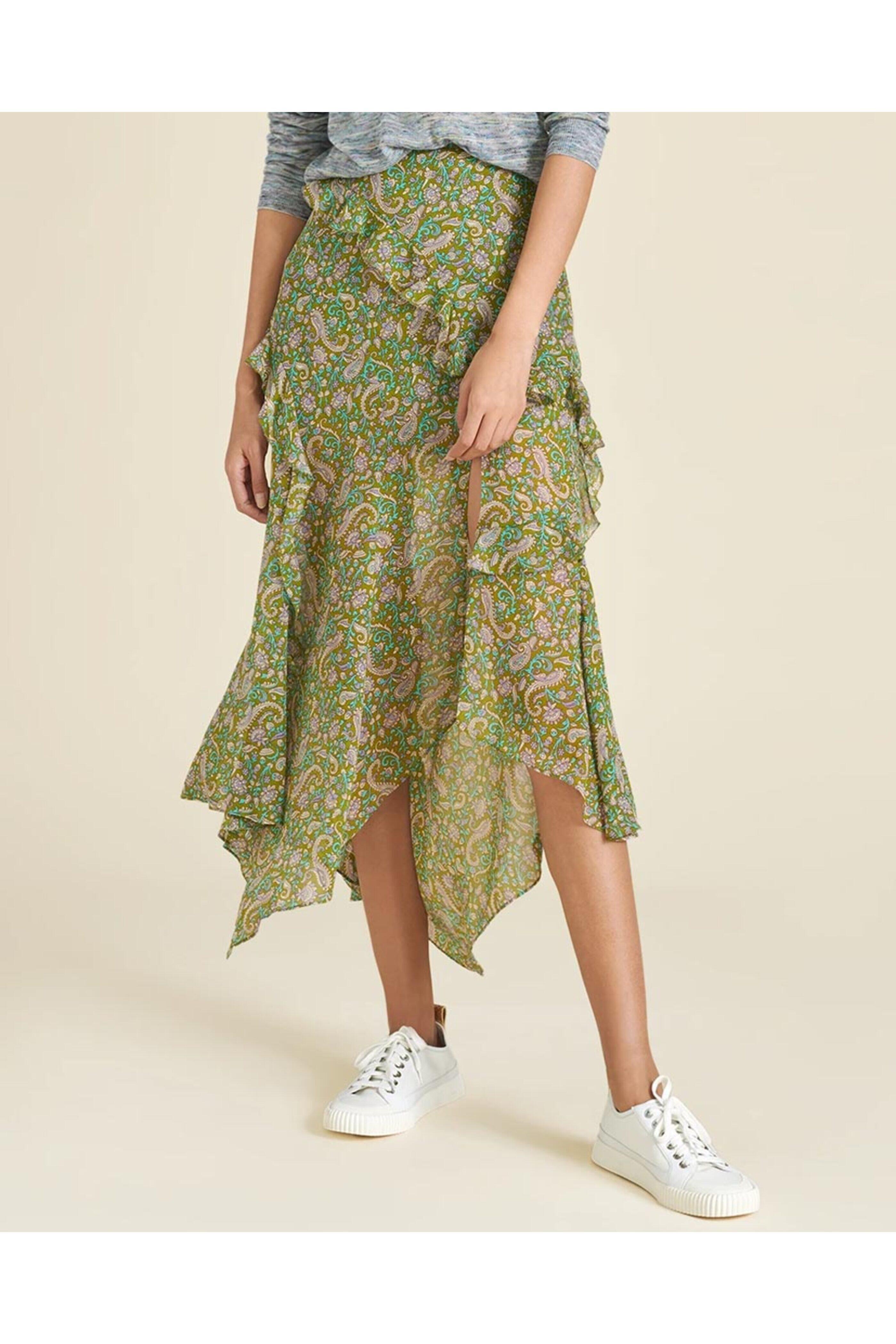 Veronica Beard - Fern Paisley Eleonora Ruffle Midi Skirt