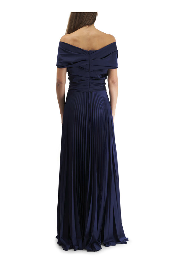 Talbot Runhof - Navy Blue Pleated Gown