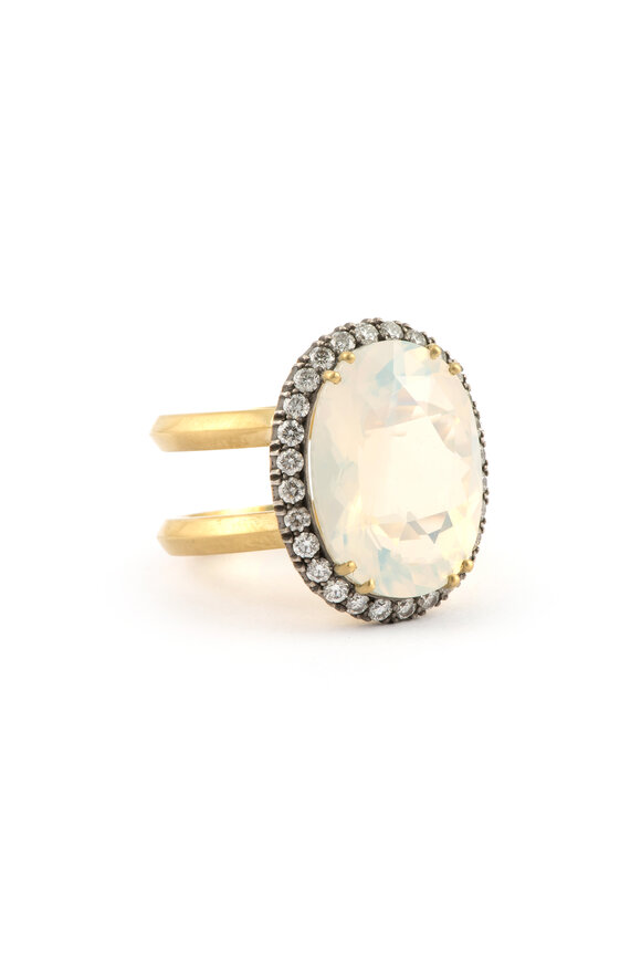 Sylva & Cie 18k Yellow Gold Oval Faceted Moon Quartz Ring - view 1