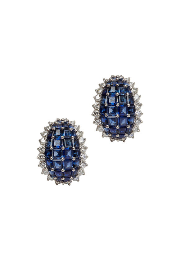 Oscar Heyman - Platinum Sapphire Diamond Earrings