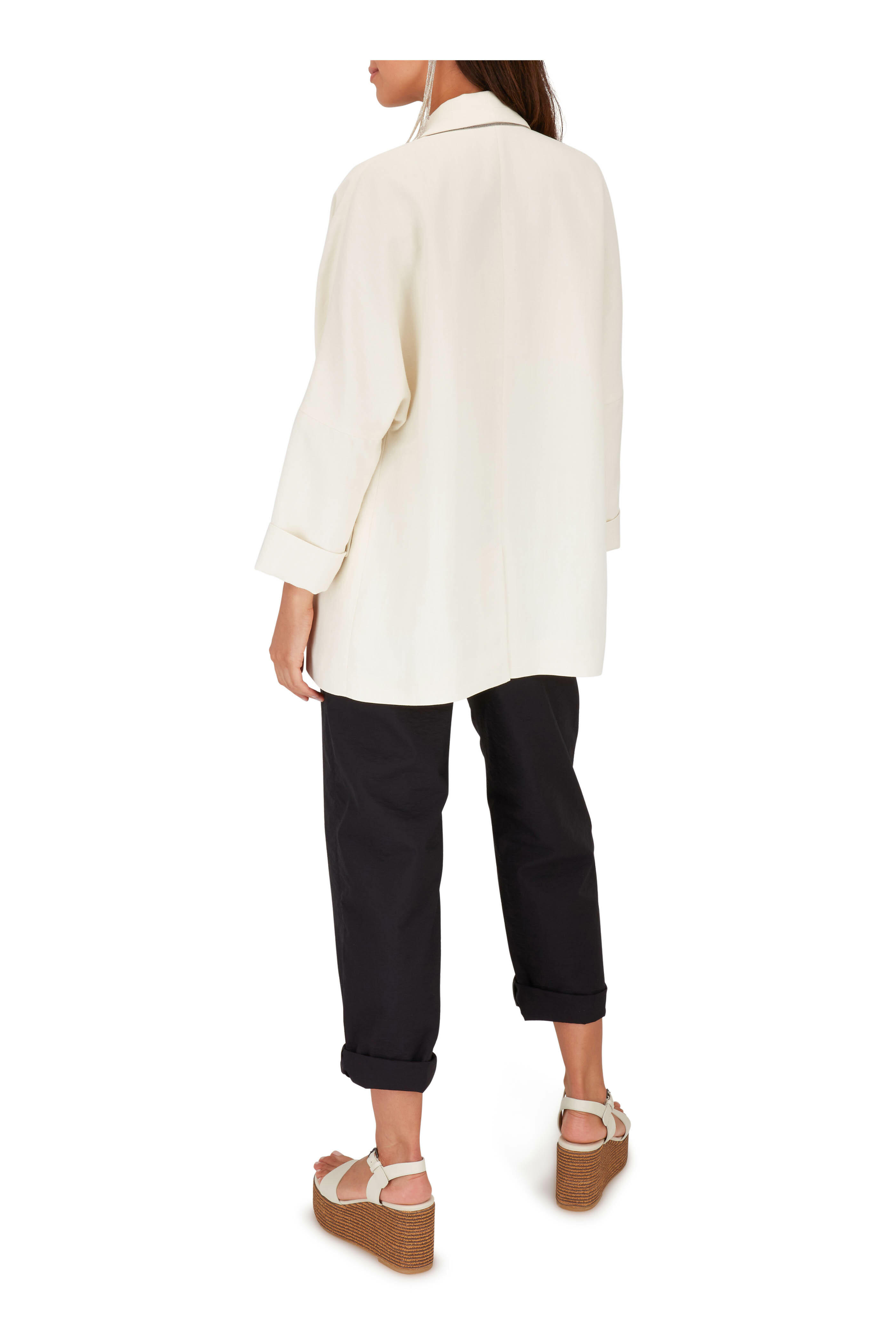 Brunello Cucinelli - Natural Linen Shawl Lapel Drop Sleeve Blazer