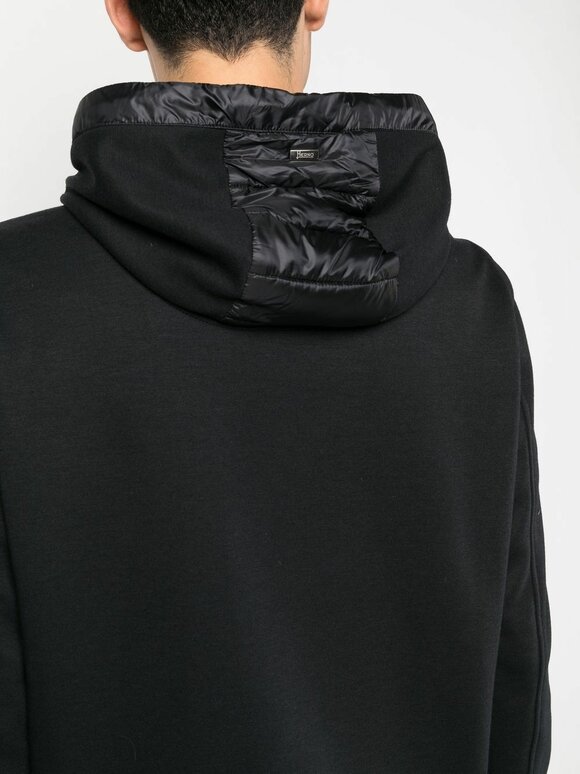 Herno - Black Zip Up Quilted Down Hoodie 