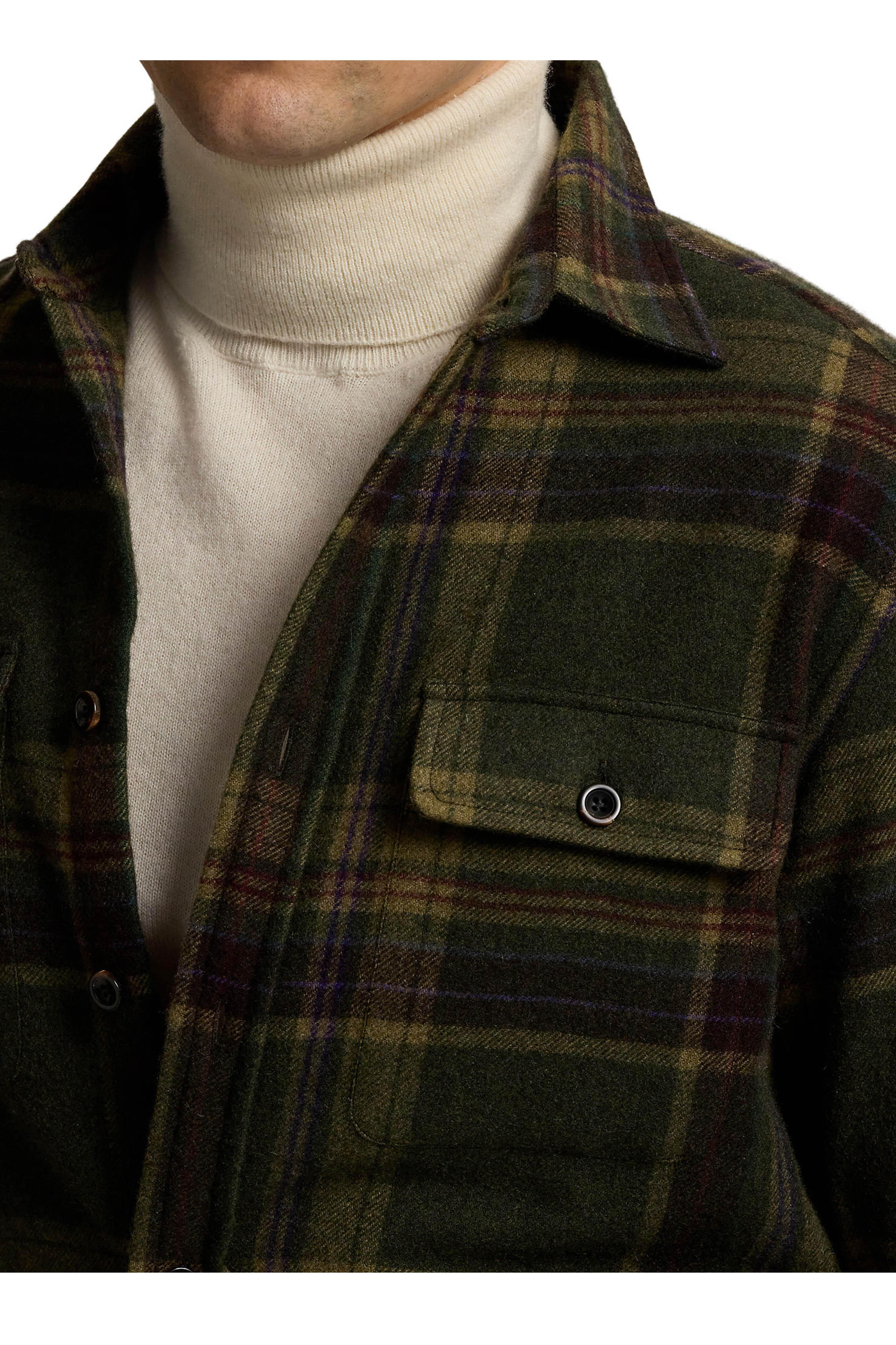 Ralph Lauren Purple Label - Dark Moss Wool Plaid Shirt