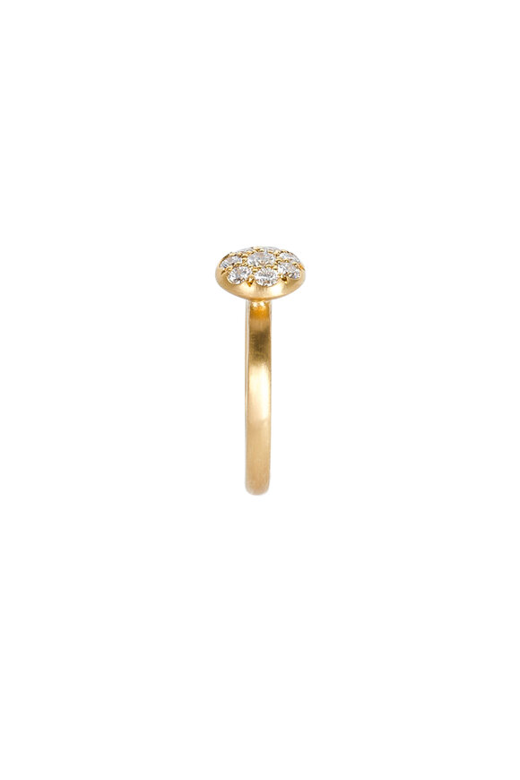 Caroline Ellen 20K Yellow Gold Pavé Diamond Lentil Ring - view 1