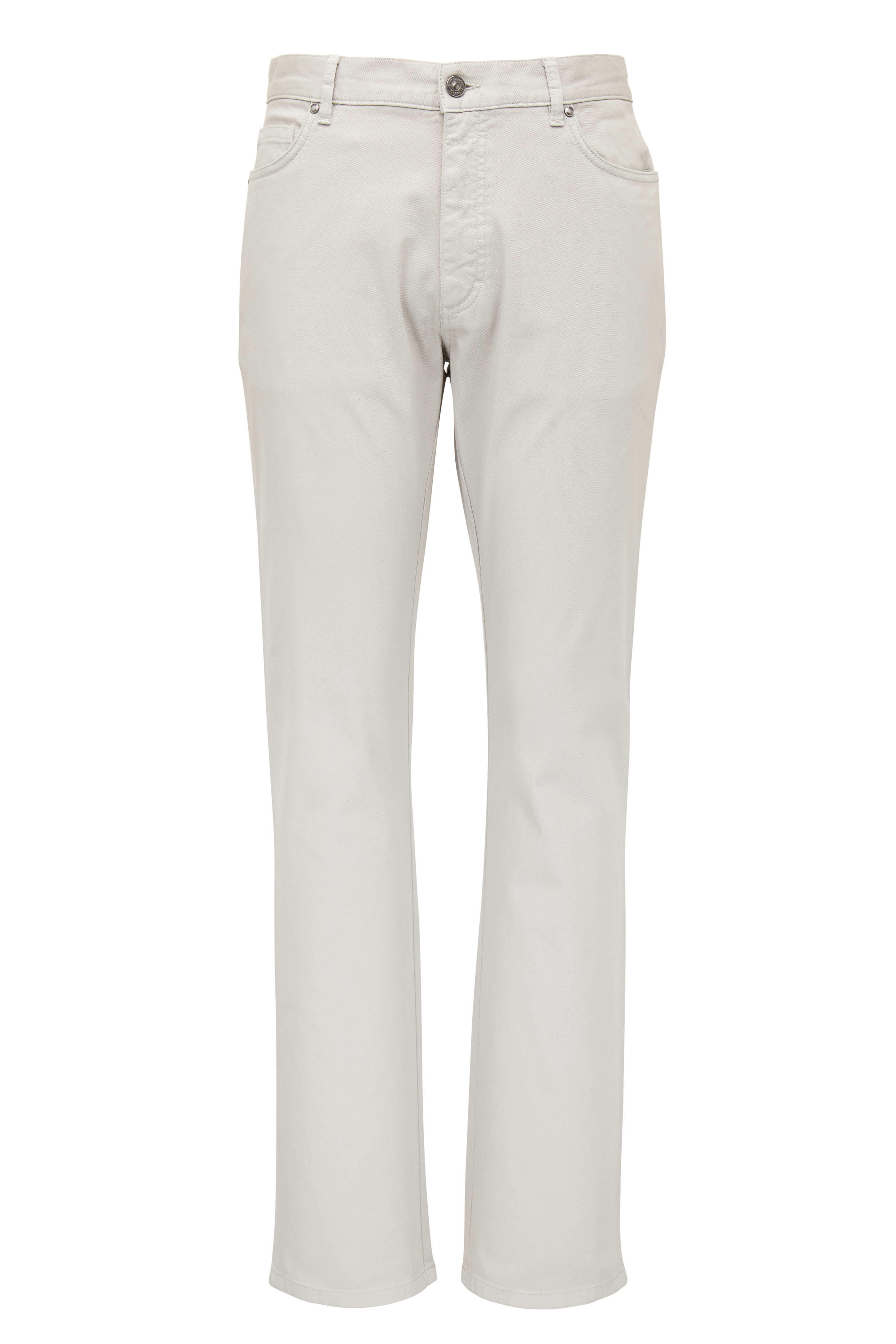Zegna - Light Gray Canvas Five Pocket Pant