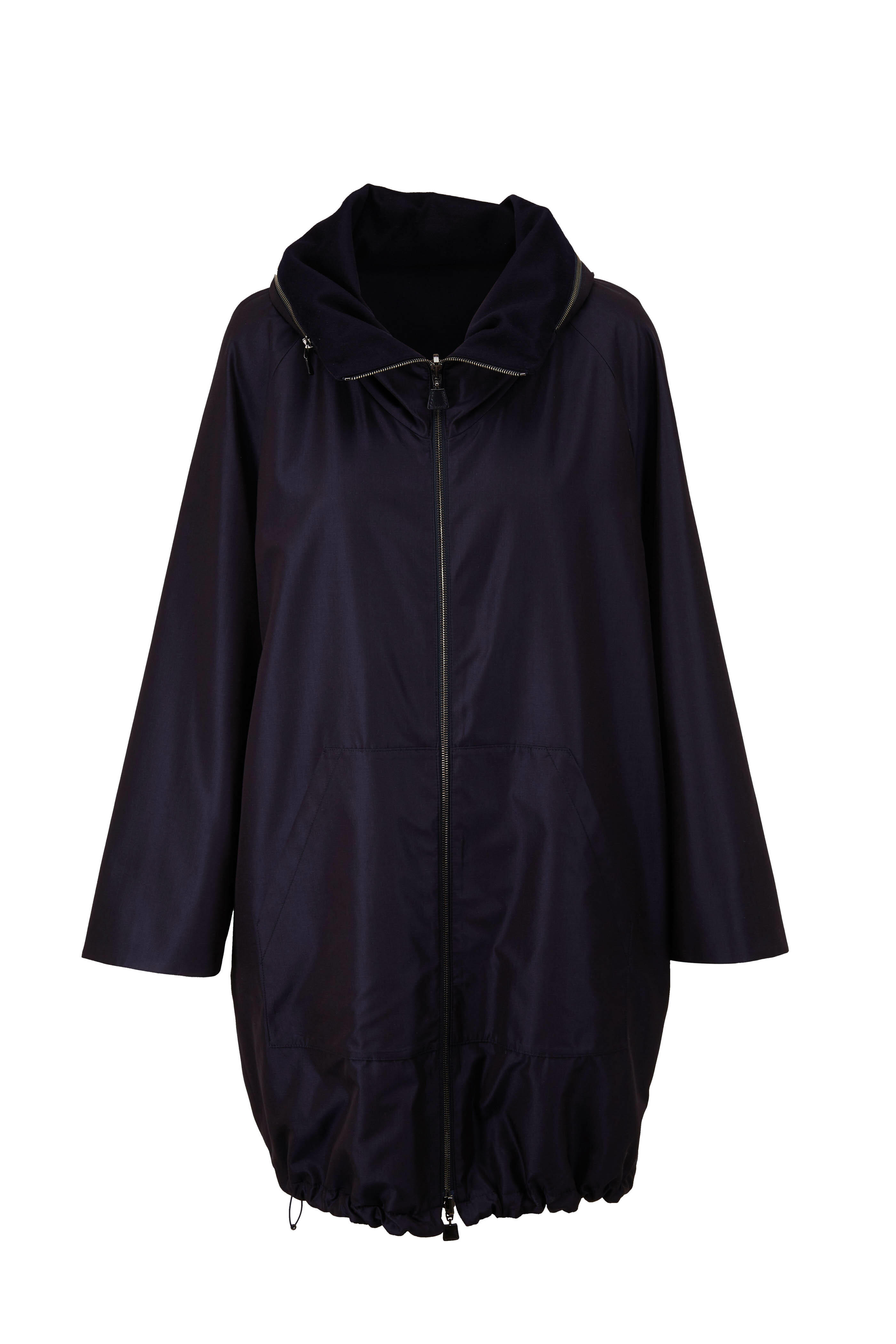 Akris - Ochio Navy Silk & Cashmere Reversible Parka