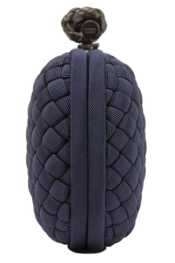 Bottega Veneta - Navy Blue Silk Faille Intrecciato Top Knot Clutch 