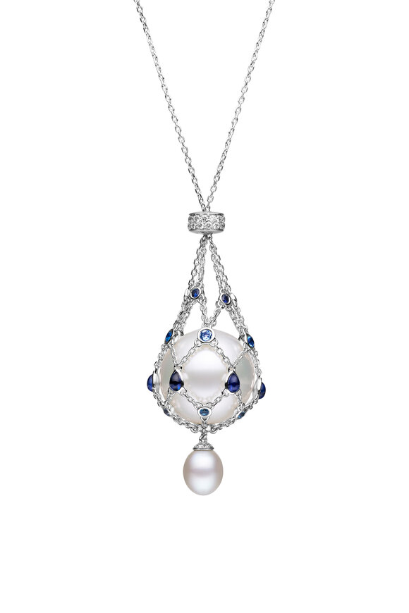 Paspaley Blue Sapphire Lavalier Pearl Necklace - view 2