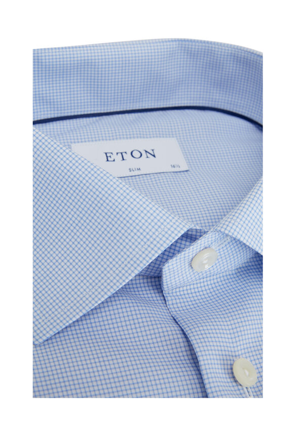 Eton - Light Blue Check Dress Shirt 