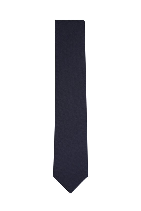 Brioni Midnight Blue Jacquard Silk & Cashmere Tie