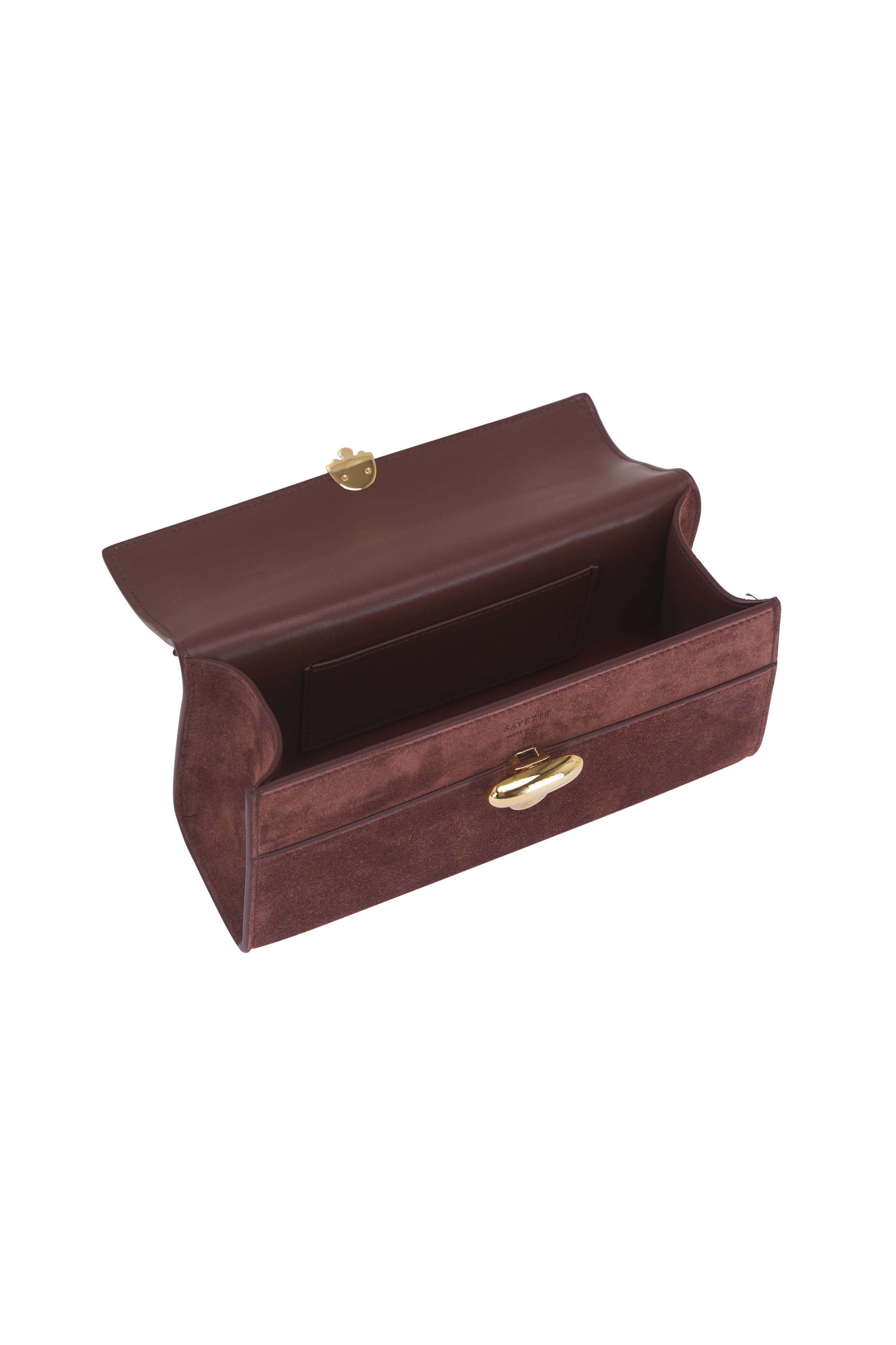 Savette - Symmetry Pochette Espresso Suede Top Handle Bag