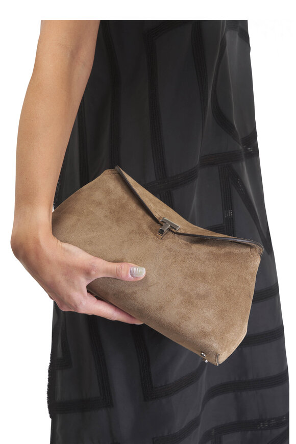 Totême T-Lock Suede Clutch - view 2
