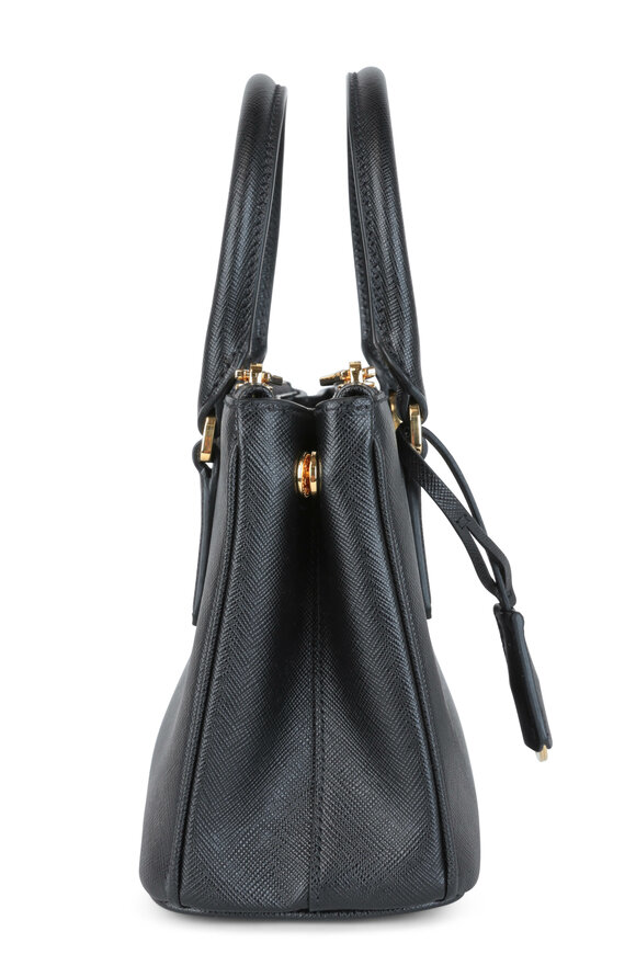 Prada - Black Leather Top Handle Small Tote 