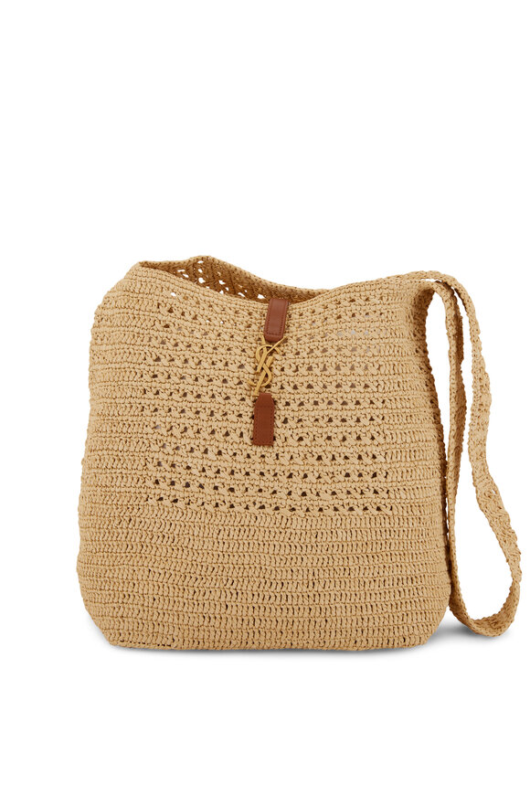 Saint Laurent - Natural & Brick Raffia North South Hobo Bag