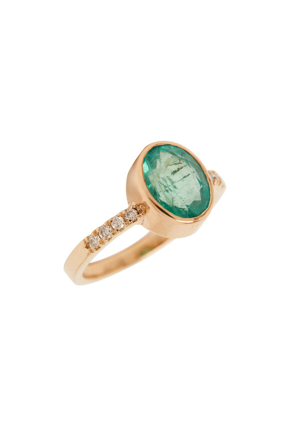 Loriann - Emerald & Diamond Band Ring