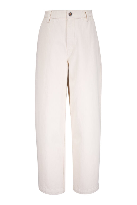 Lafayette 148 New York Kent Washed Ecru Barrel Leg Ankle Jean