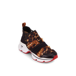 Christian Louboutin - Run Flat Black & Marron Leopard Print