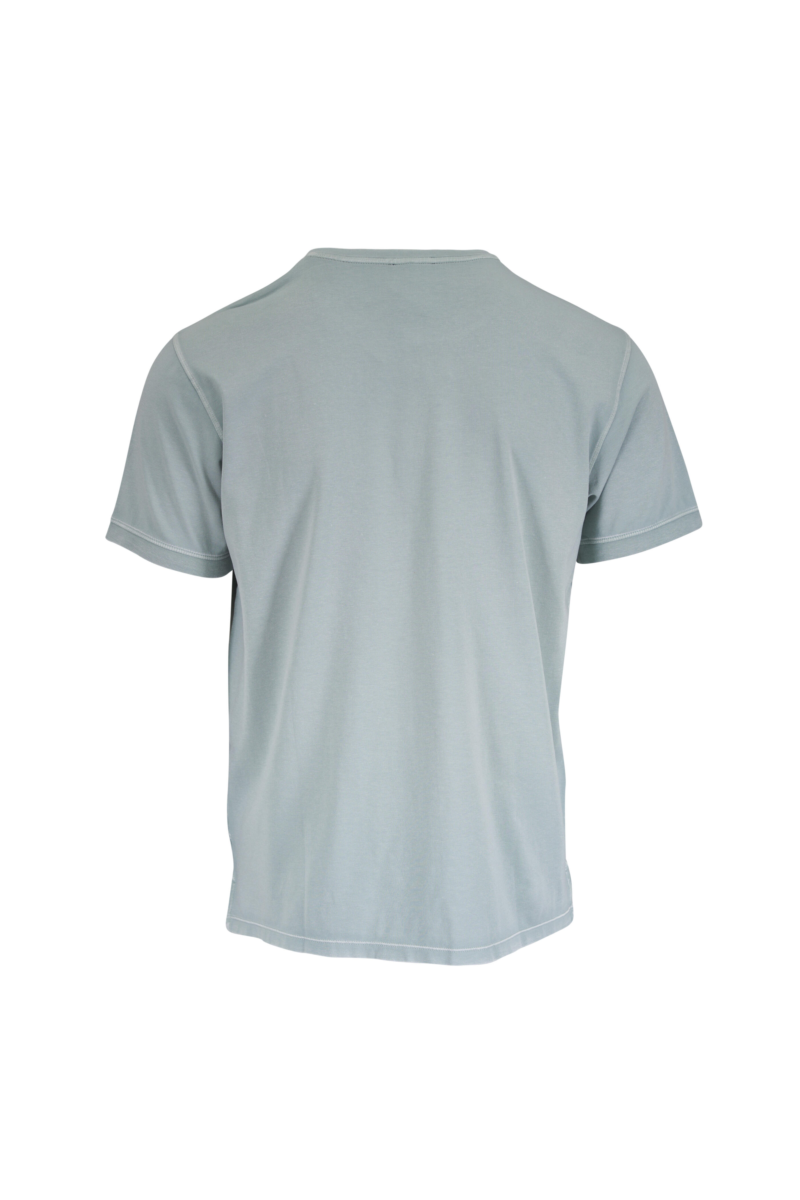 Patrick Assaraf - Faded Green Short Sleeve Henley - view 2