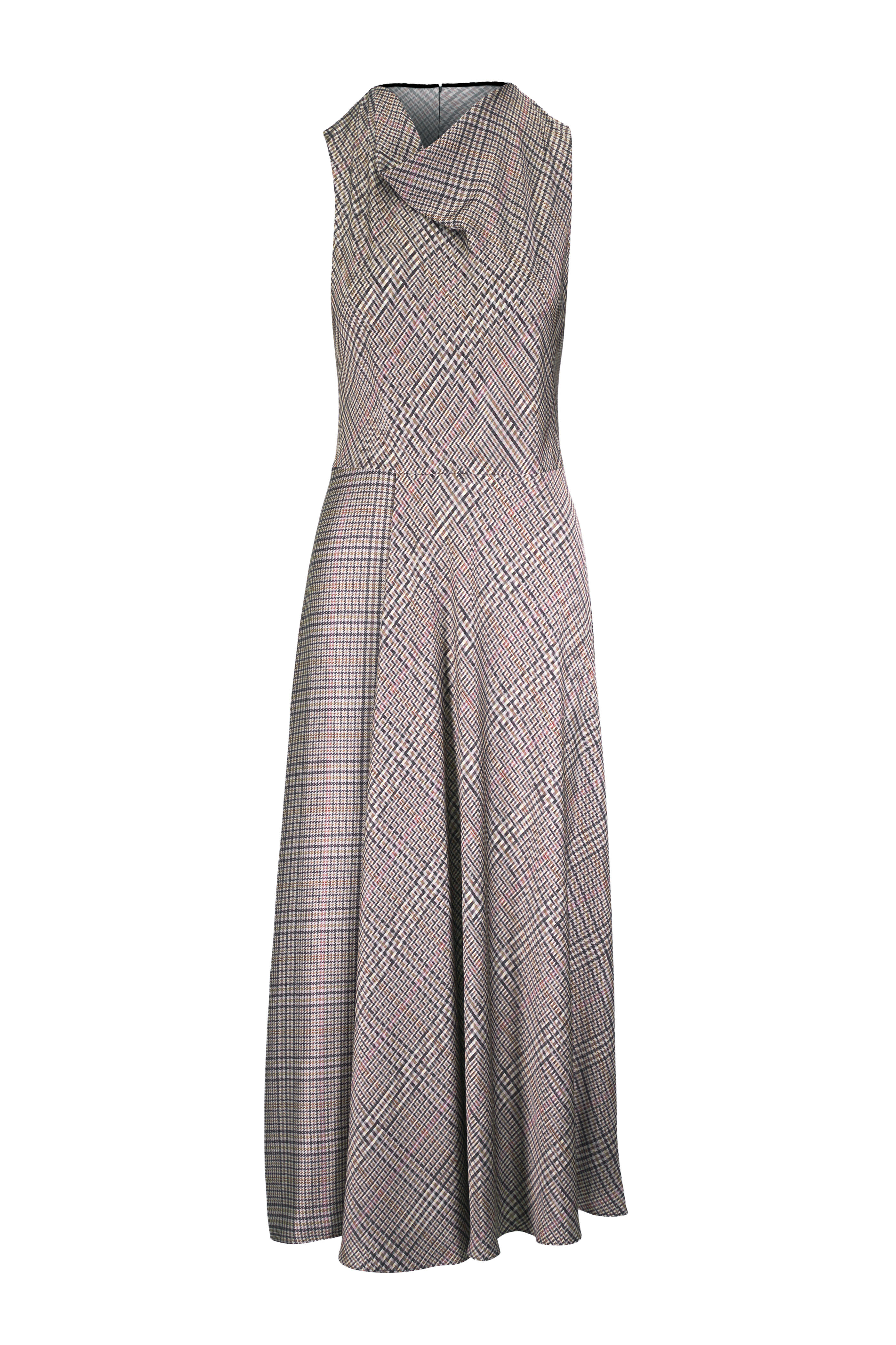Vince - Pressed Plaid A-Line Midi Dress