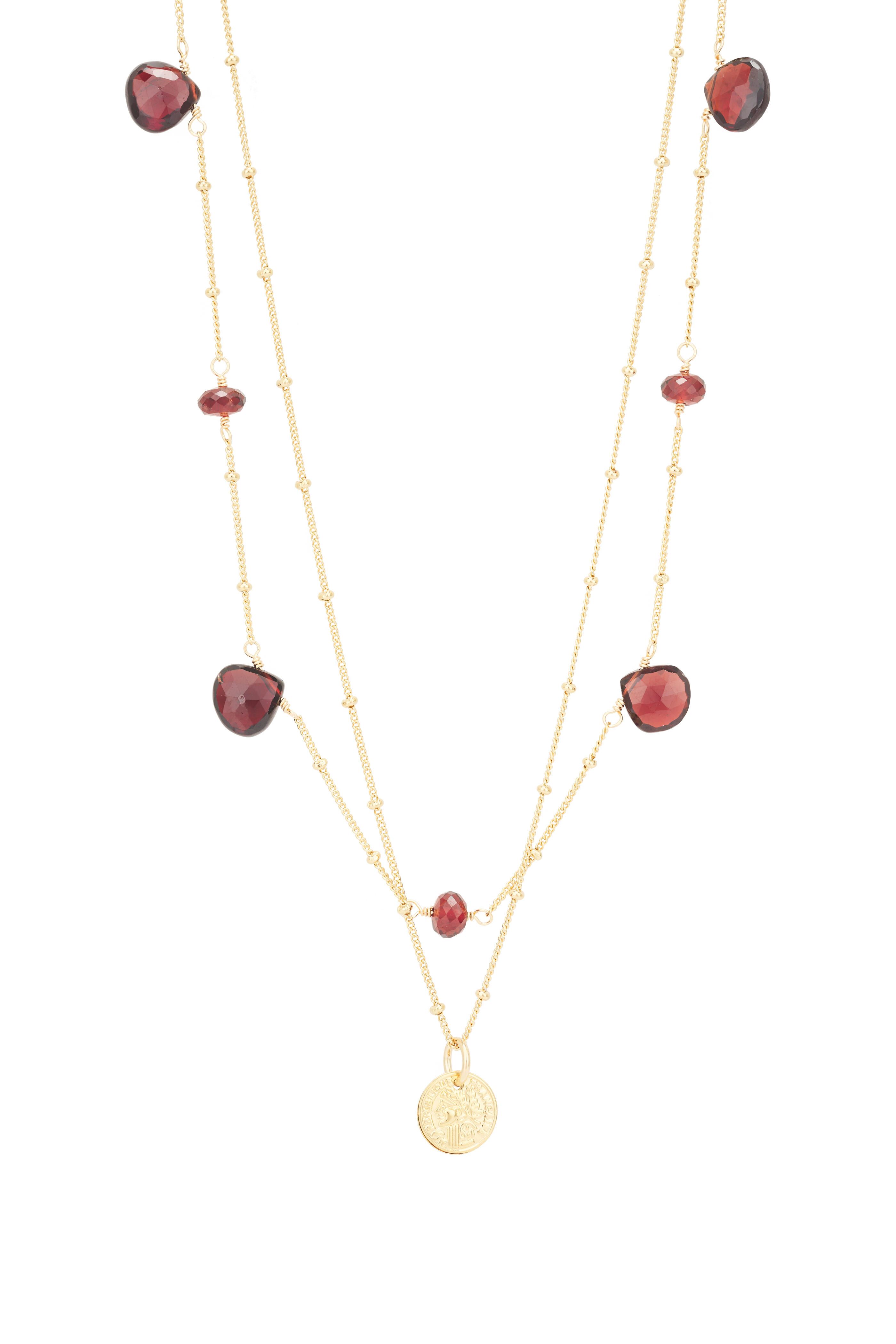 Cristina V. - Delicate Maroon Garnet Disc Necklace