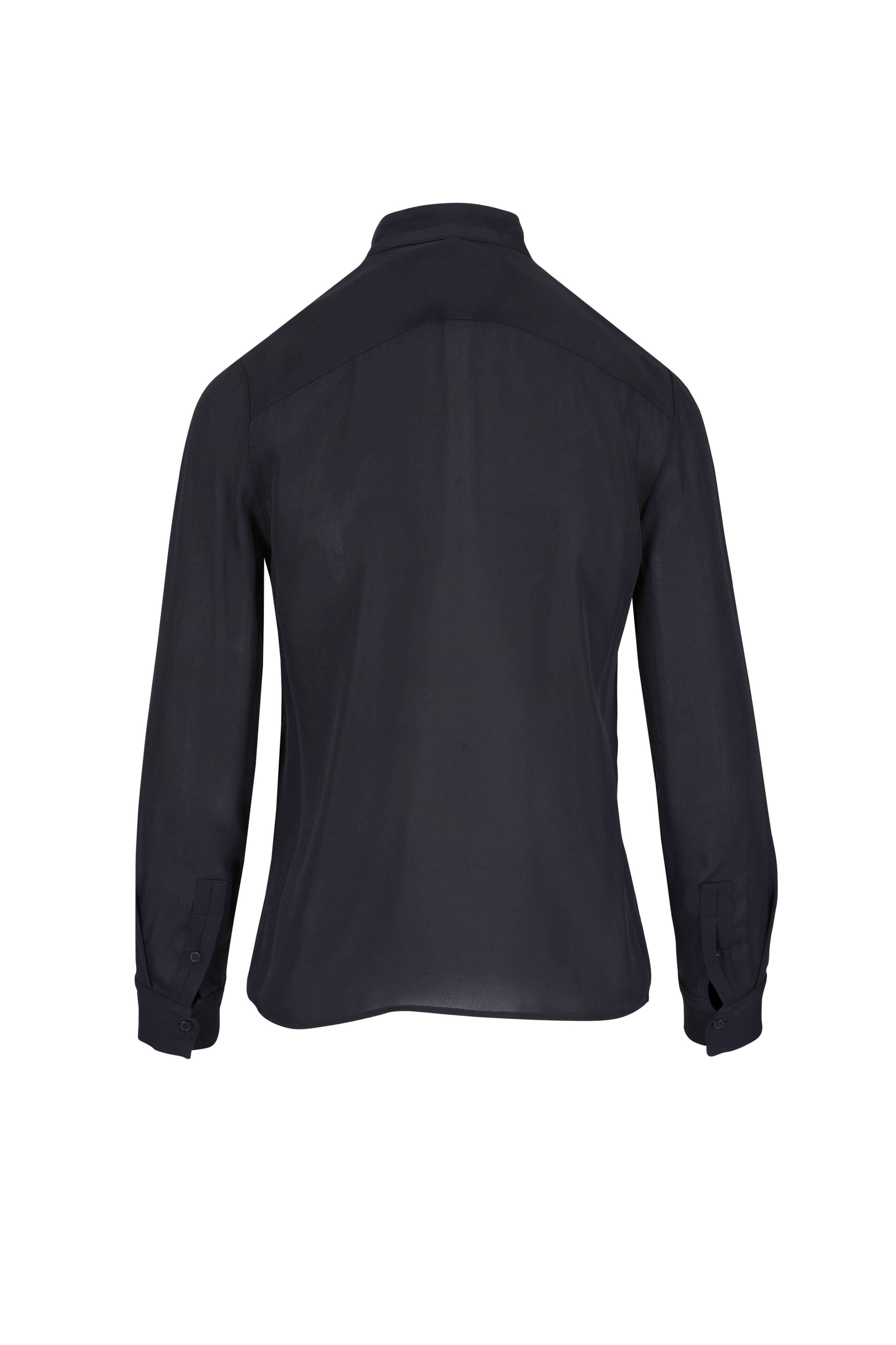 Nili Lotan - Bertille Black Silk Ruffle Shirt