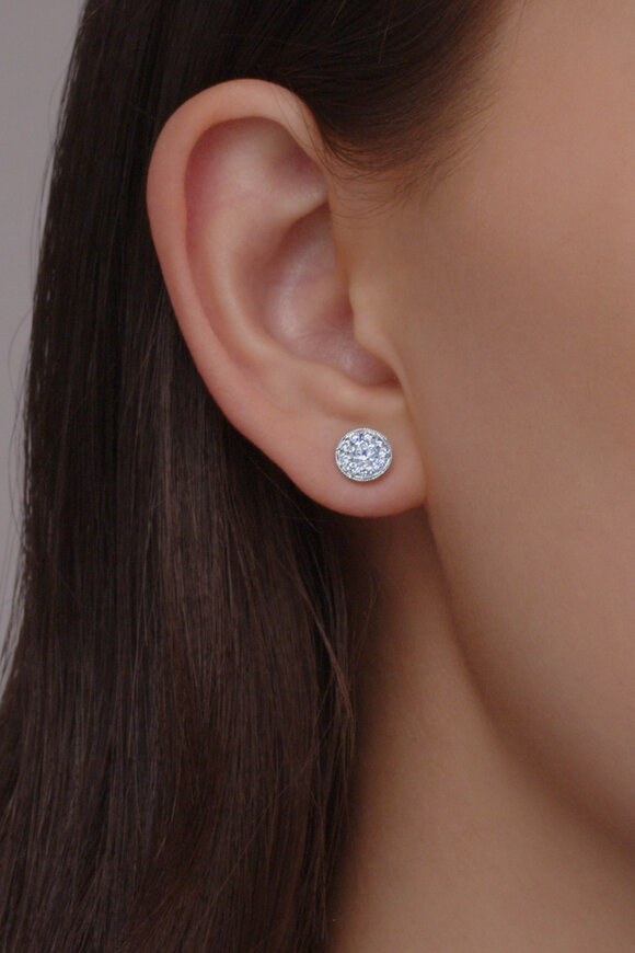 Kwiat 18k White Gold Round Sunburst Diamond Stud