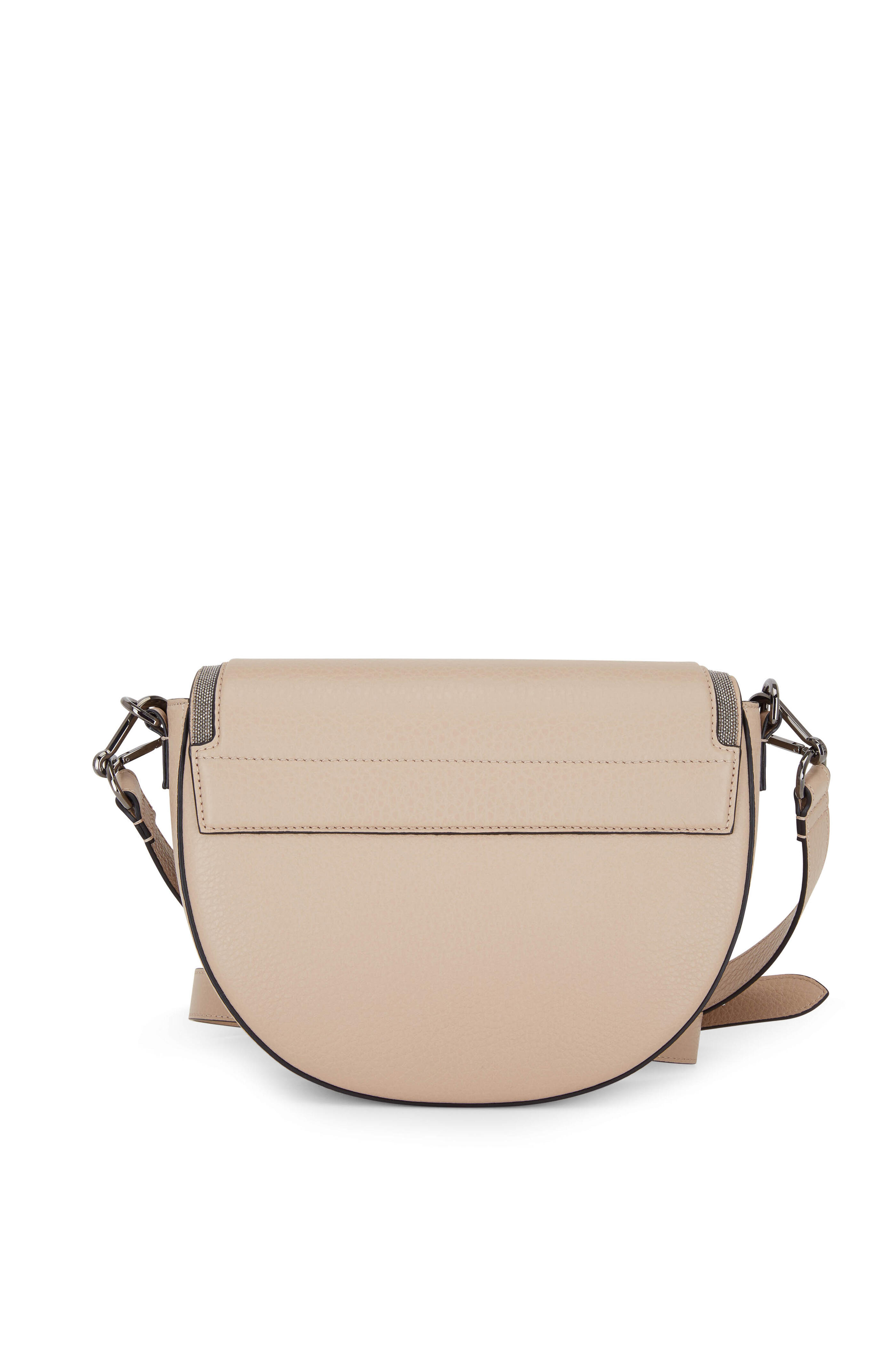 Brunello Cucinelli - Beige Pebbled Leather Half Moon Monili