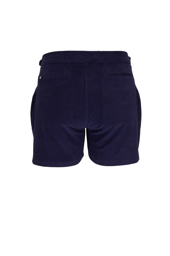 Ralph Lauren Purple Label - Solid Navy Cotton Terry Beach Shorts 