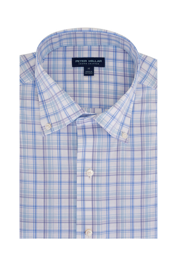 Peter Millar - Mullen Blue Plaid Cotton Poplin Sport Shirt