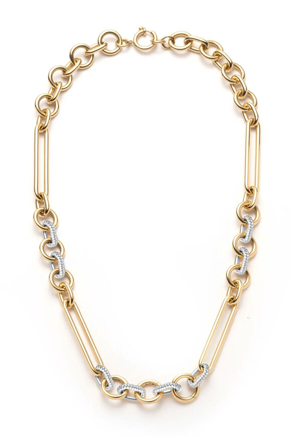 Foundrae - Oversized Pavé Mixed Chain Necklace