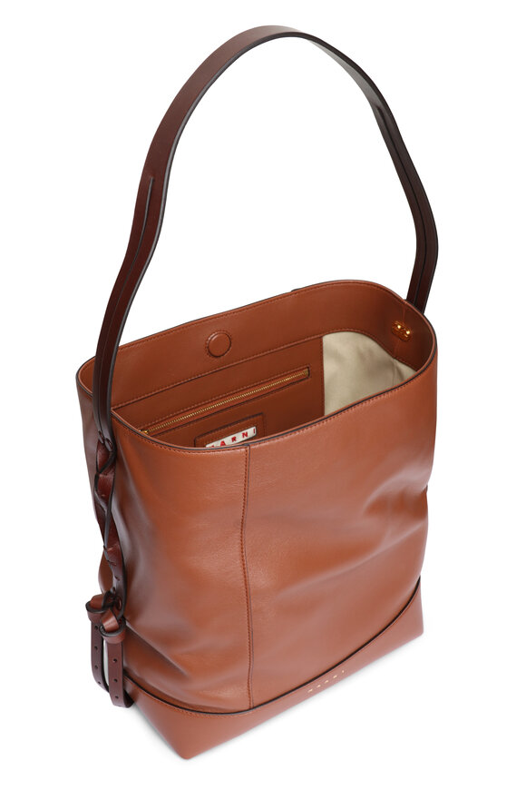 Marni Small Pod 2.0 Moca Leather Hobo Bag - view 4