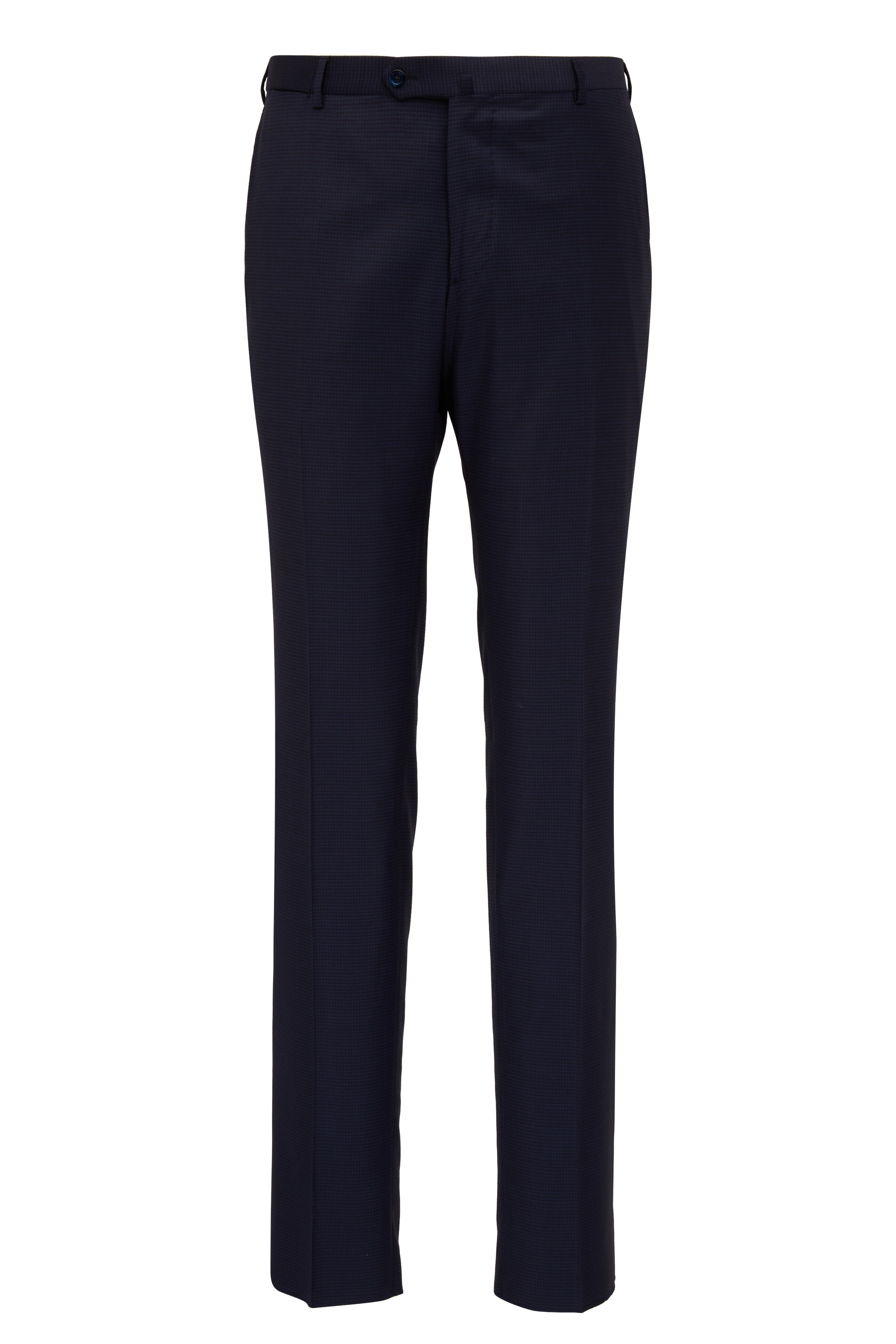 Isaia - Navy Blue Microcheck 160s Stretch Wool Suit