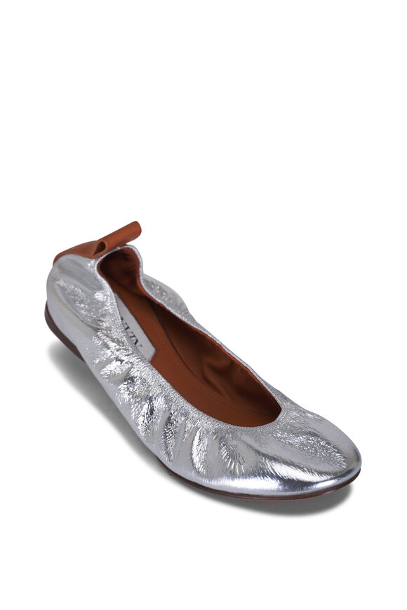 Lanvin Ballerina Silver Metallic Leather Flat