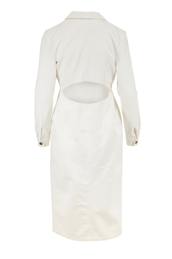 Zeynep Arcay - White Denim Long Sleeve Midi Dress