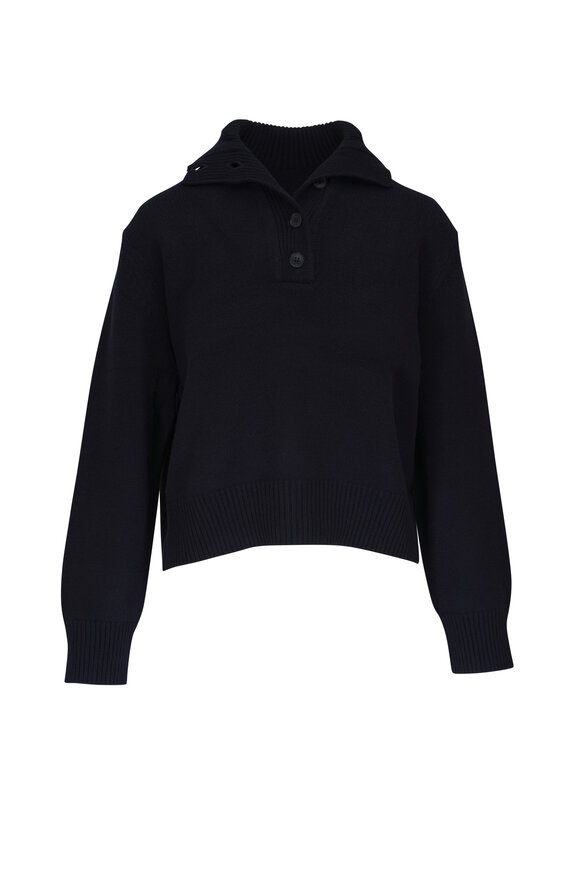 Nili Lotan - Renata Dark Navy Cashmere Polo Sweater