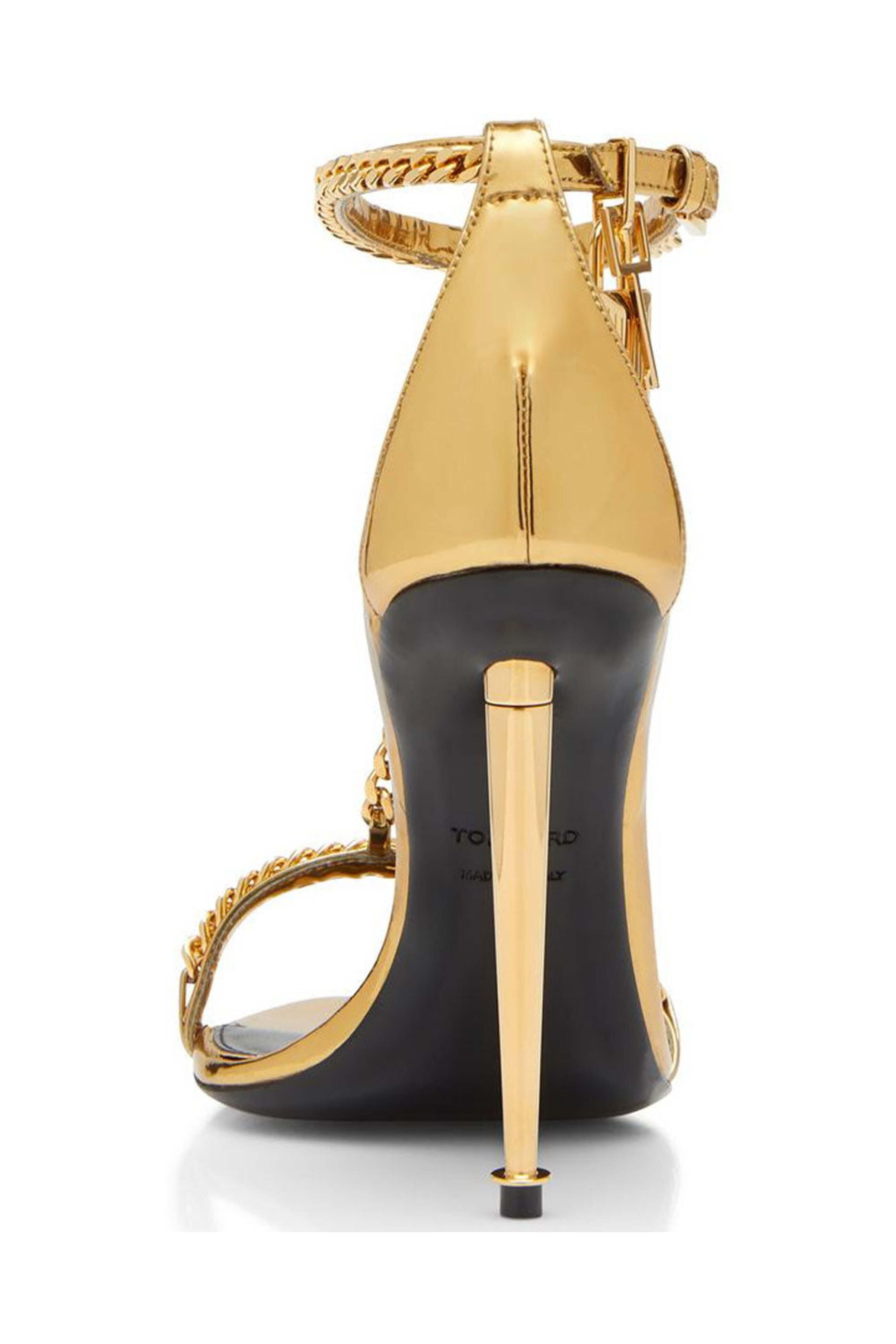 Tom Ford - Mirrored Calf Pointy Naked Sandal in Gold