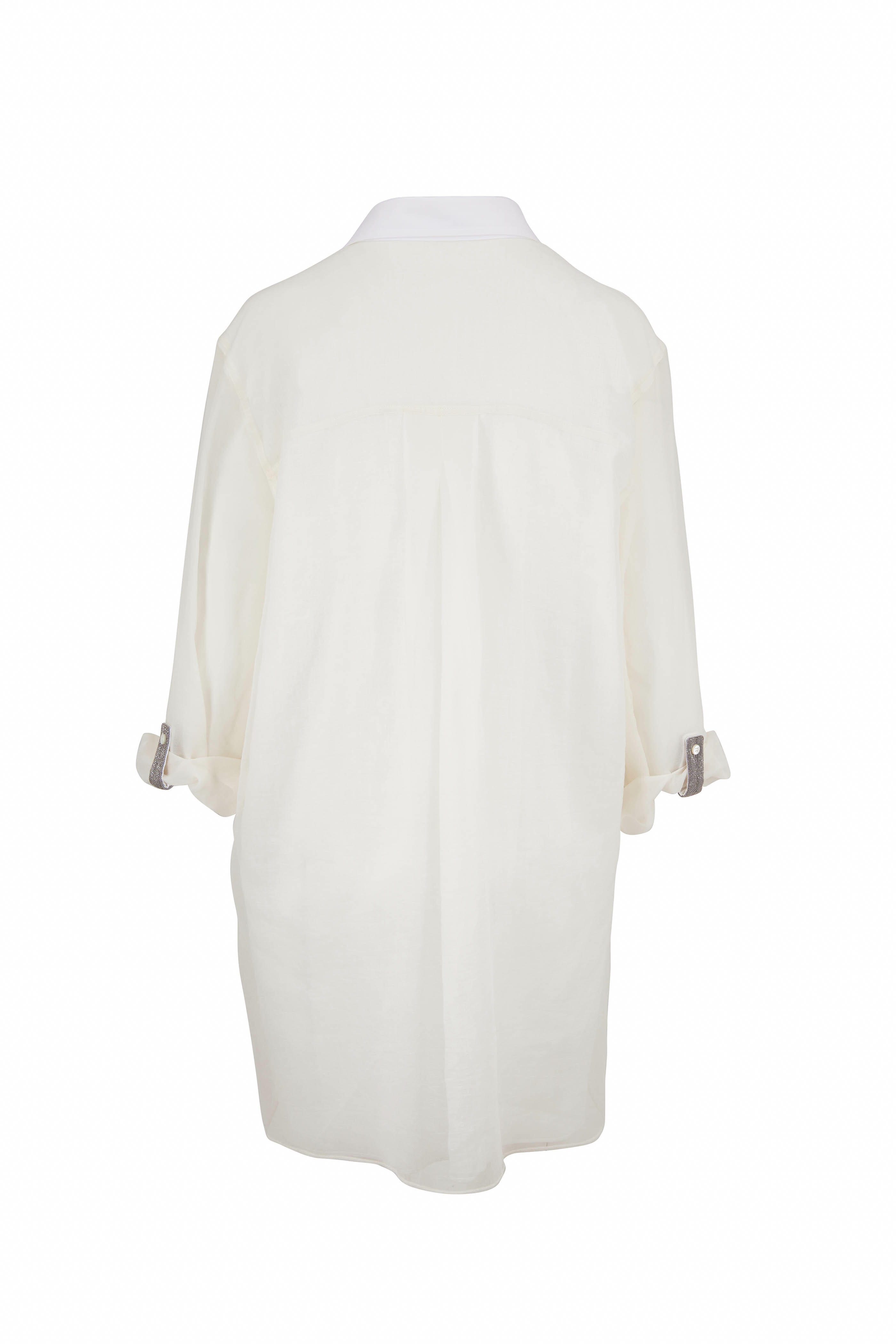 Brunello Cucinelli - Vanilla Organza Double Layer Long Blouse