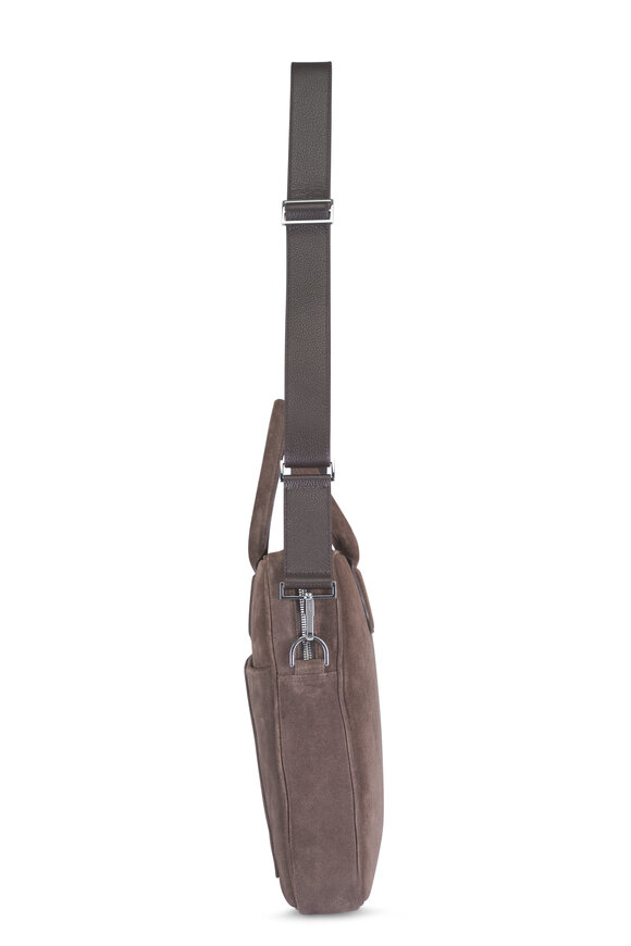 Want Les Essentiels Lesage Chocolate Suede Computer Bag - view 3