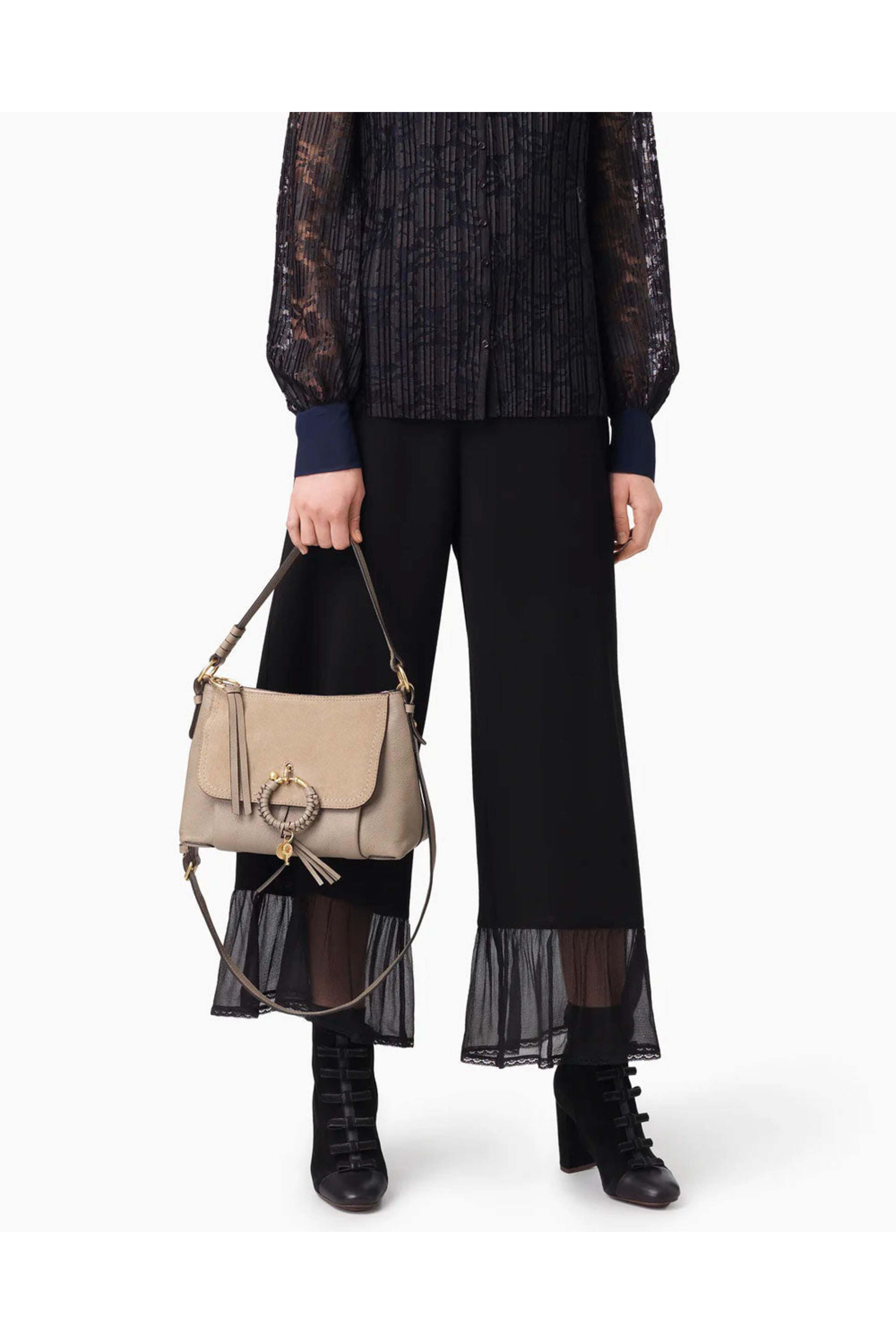 See by Chloé - Joan Leather Shoulder Bag in Motty Grey