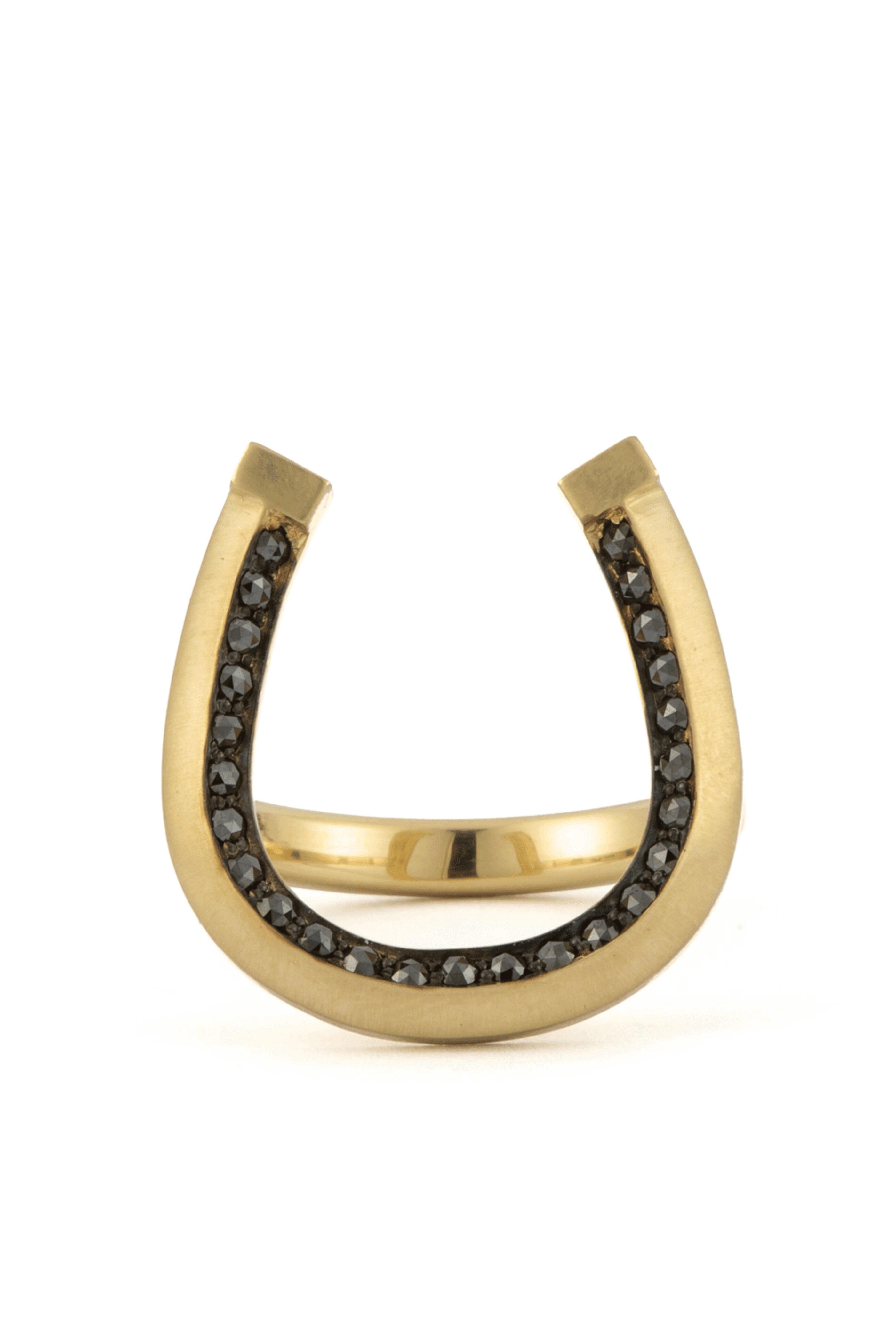 Sylva & Cie - Black Diamond Horseshoe Ring