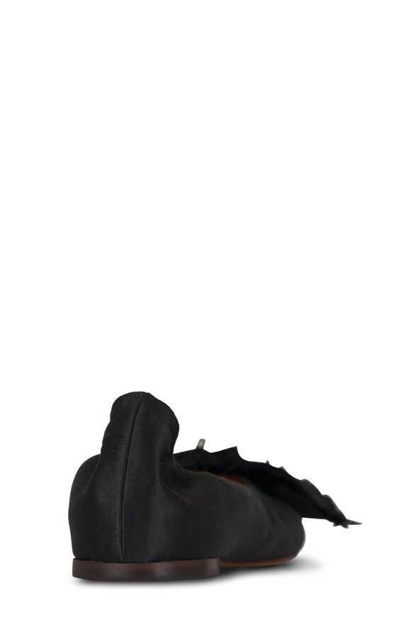 Lanvin - Ballerina Black Satin Bow Flat 