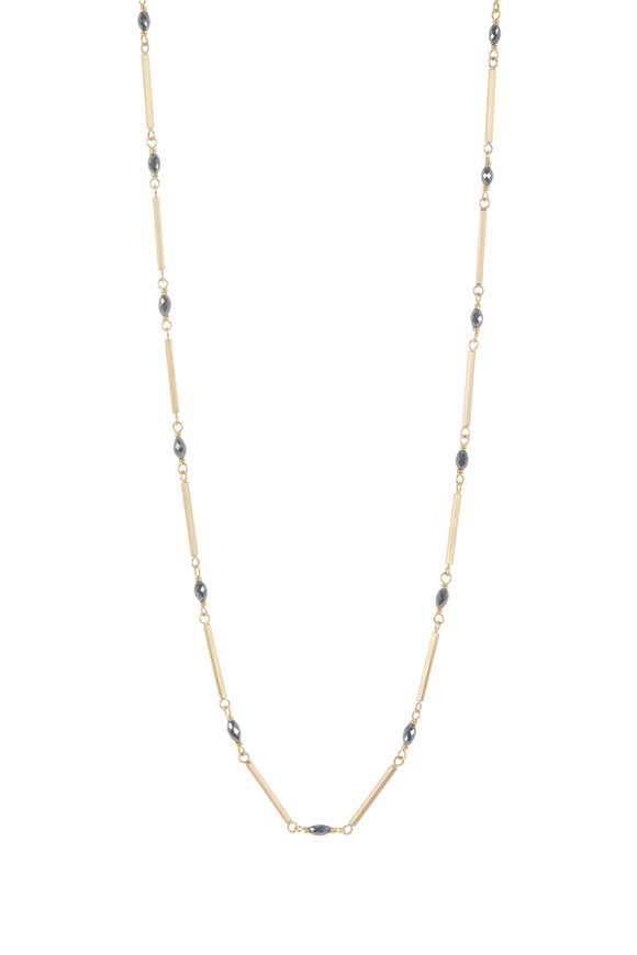 Caroline Ellen - 20K Yellow Gold Black Diamond & Bead Necklace