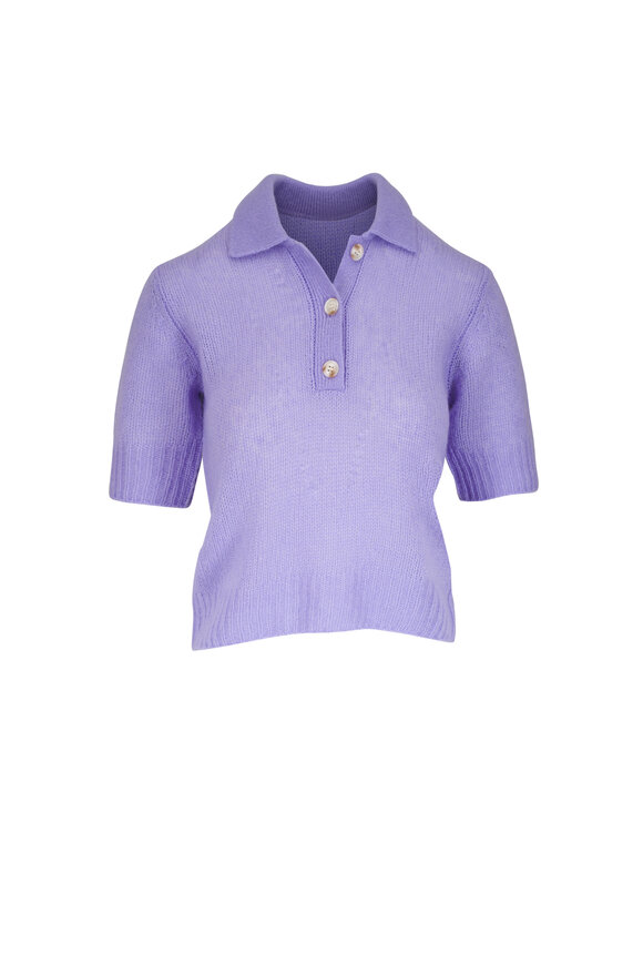 Lisa Yang Masy Lavender Cashmere & Silk Knit Polo - view 1