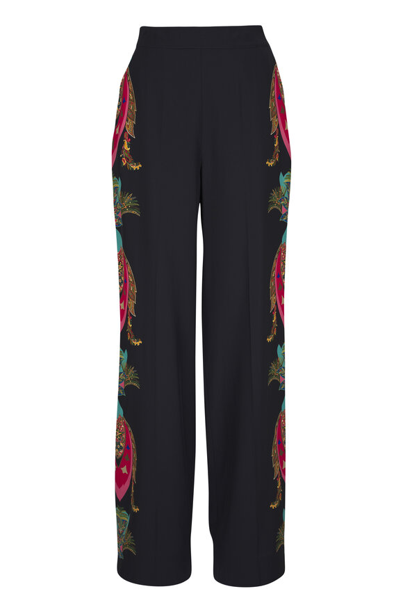 Etro Black Multi Straight Leg Pant